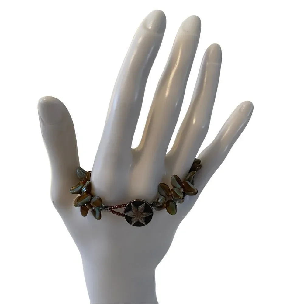 Gorgeous Genuine Gemstone & Glass Bead Artisan Made Bracelet.